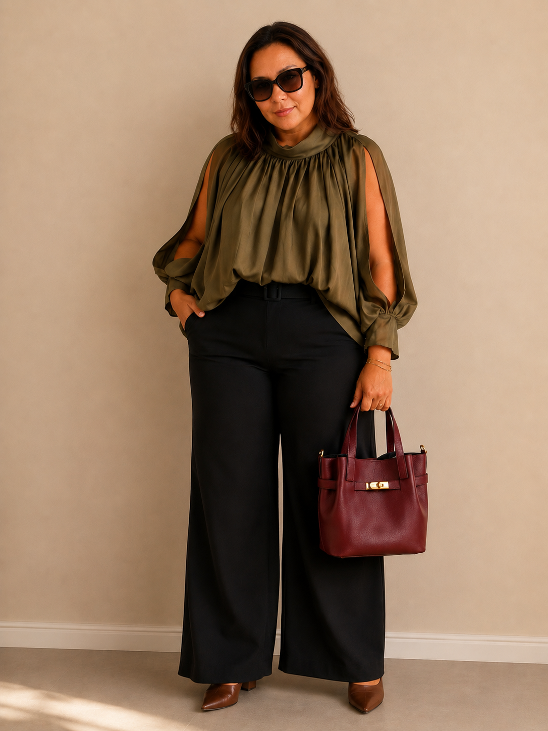 Blouse Victoria Col Noué - Grande Taille
