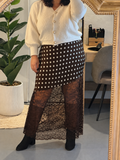 Jupe en satin et dentelle à pois – Grande Taille