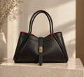 Sac Gaby - cuir noir intérieur rouge, fabriqué en Italie